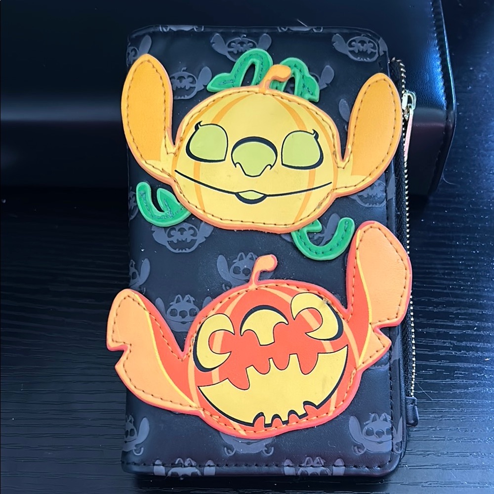 Stitch Halloween Wallet - Black and Orange